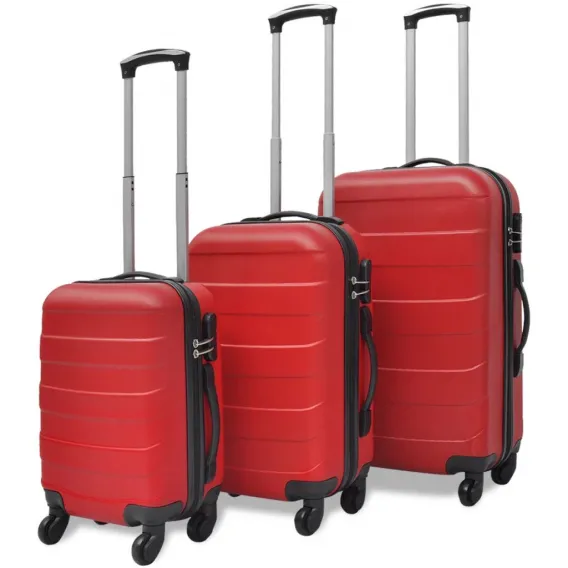 Koffer Set 3-tlg. Hartschale Reisekoffer-Set Trolley mit 4 Rollen Rot