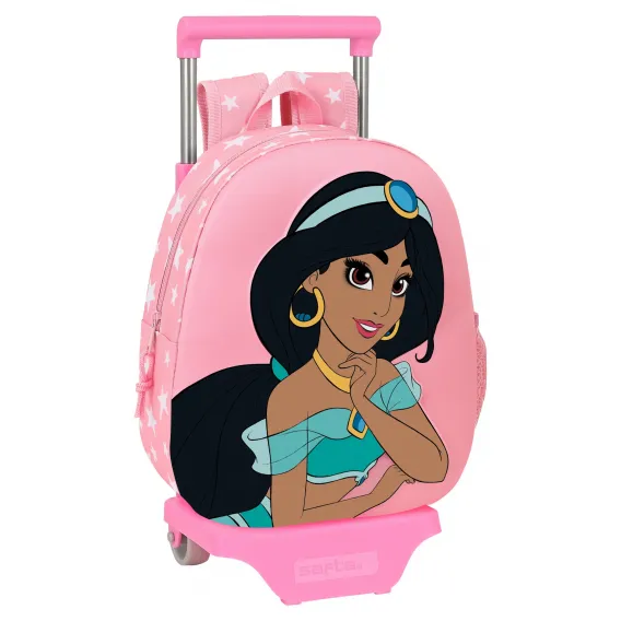Disney Kinder-Rucksack 3D mit Rdern Jasmine Rosa 28 x 10 x 67 cm