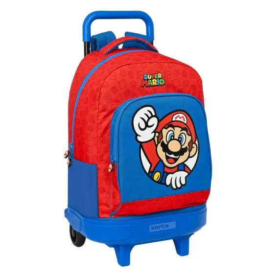 Super mario Kinder-Rucksack mit Rdern Super Mario Rot Blau 33 x 45 x 22 cm