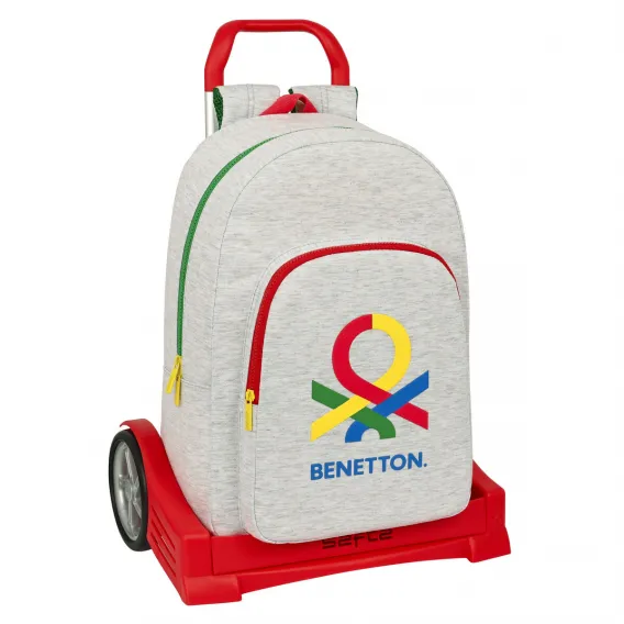 Benetton Kinder-Rucksack mit Rdern Pop Grau 30 x 46 x 14 cm