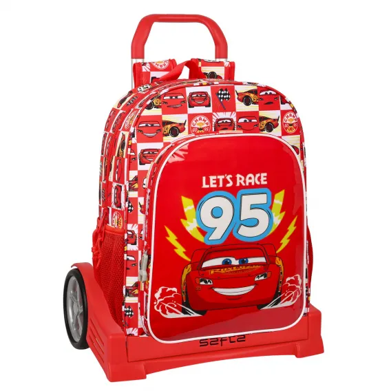 Cars Kinder Rucksack mit Rdern Let?s race Rot Wei 33 x 42 x 14 cm