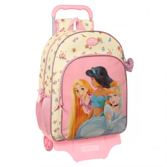 Disney Princesses disney Kinder Rucksack mit Rdern Princesses Magical Beige Rosa 33 x 42 x 14 cm