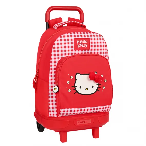 Hello kitty Kinder Rucksack mit Rdern Hello Kitty Spring Rot kariert 33 x 45 x 22 cm Trolley