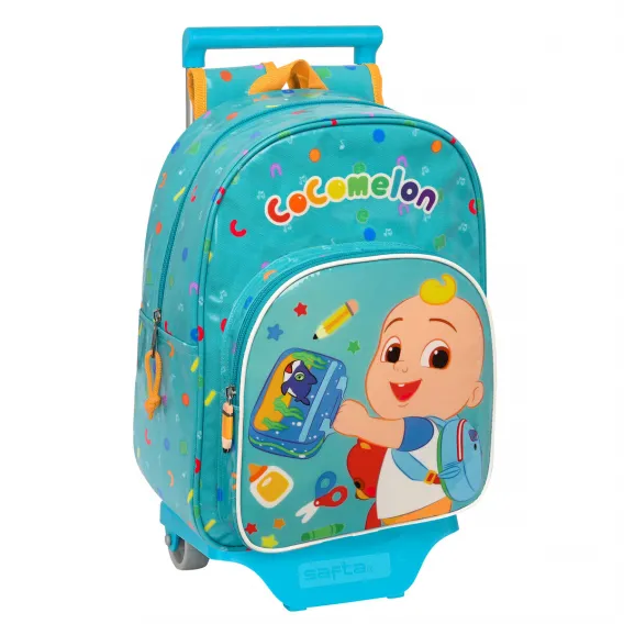 Cocomelon Kinder-Rucksack mit Rdern CoComelon Back to class Hellblau 26 x 34 x 11 cm