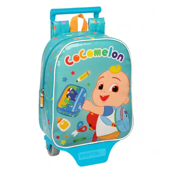 Cocomelon Kinder-Rucksack mit Rdern CoComelon Back to class Hellblau 22 x 27 x 10 cm