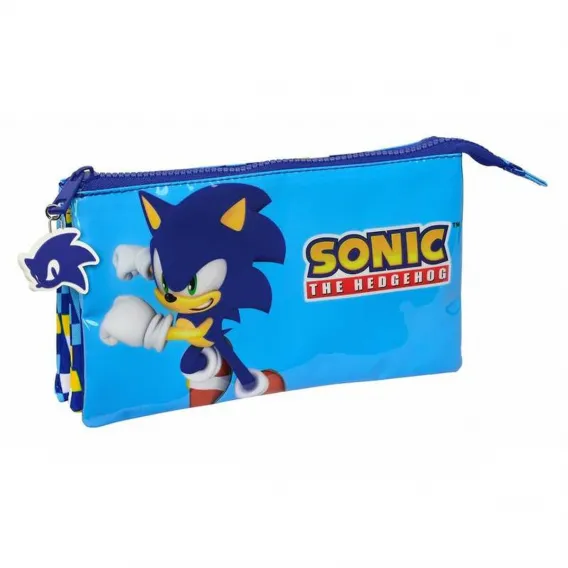 Sonic Dreifaches Mehrzweck-Etui Speed 22 x 12 x 3 cm Blau Fr Kinder