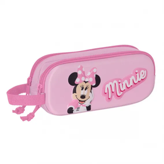 Minnie mouse Zweifaches Mehrzweck-Etui Minnie Mouse 3D Rosa 21 x 8 x 6 cm