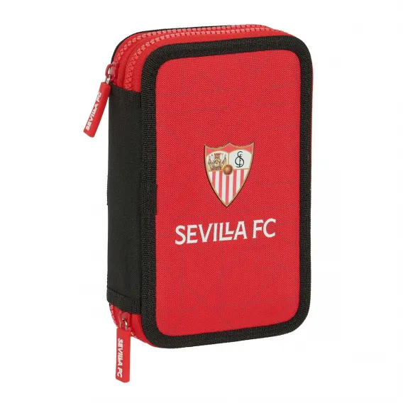 Sevilla ftbol club Doppel-Federtasche Sevilla Ftbol Club Schwarz Rot 12.5 x 19.5 x 4 cm 28 teilig