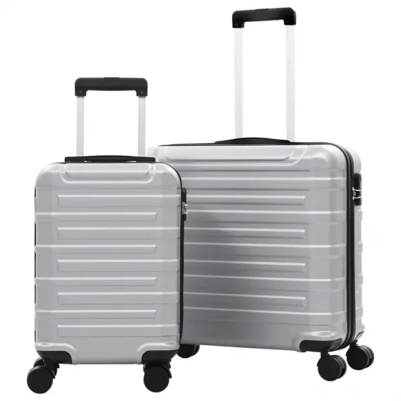 Koffer Reisekoffer Hartschalenkoffer Trolley mit Rollen Set 2 Stk. Silbern ABS