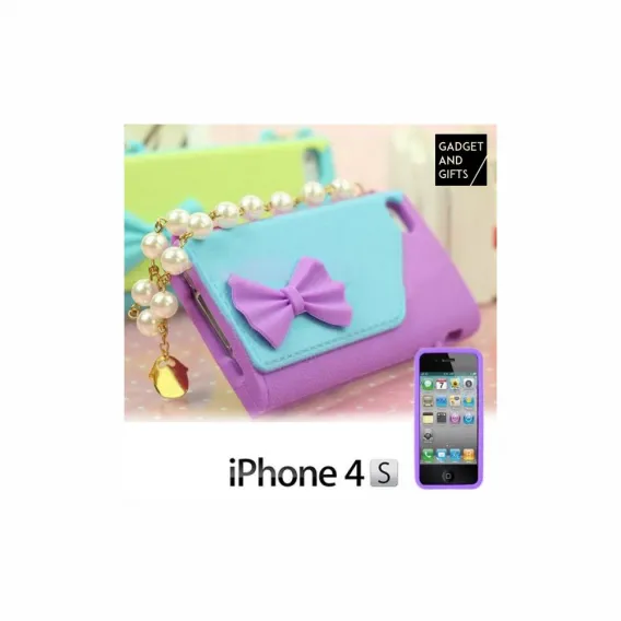 Handyhlle Handtaschenhlle mit Perlenkette fr iPhone 4S Smartphone-Cover Schutz