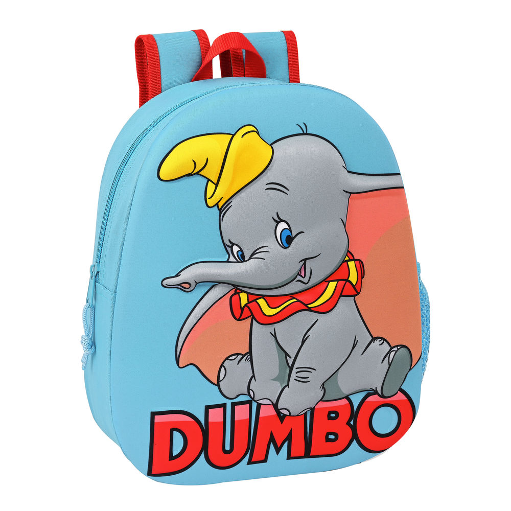 Schulrucksack 3D Disney Dumbo Rot Hellblau